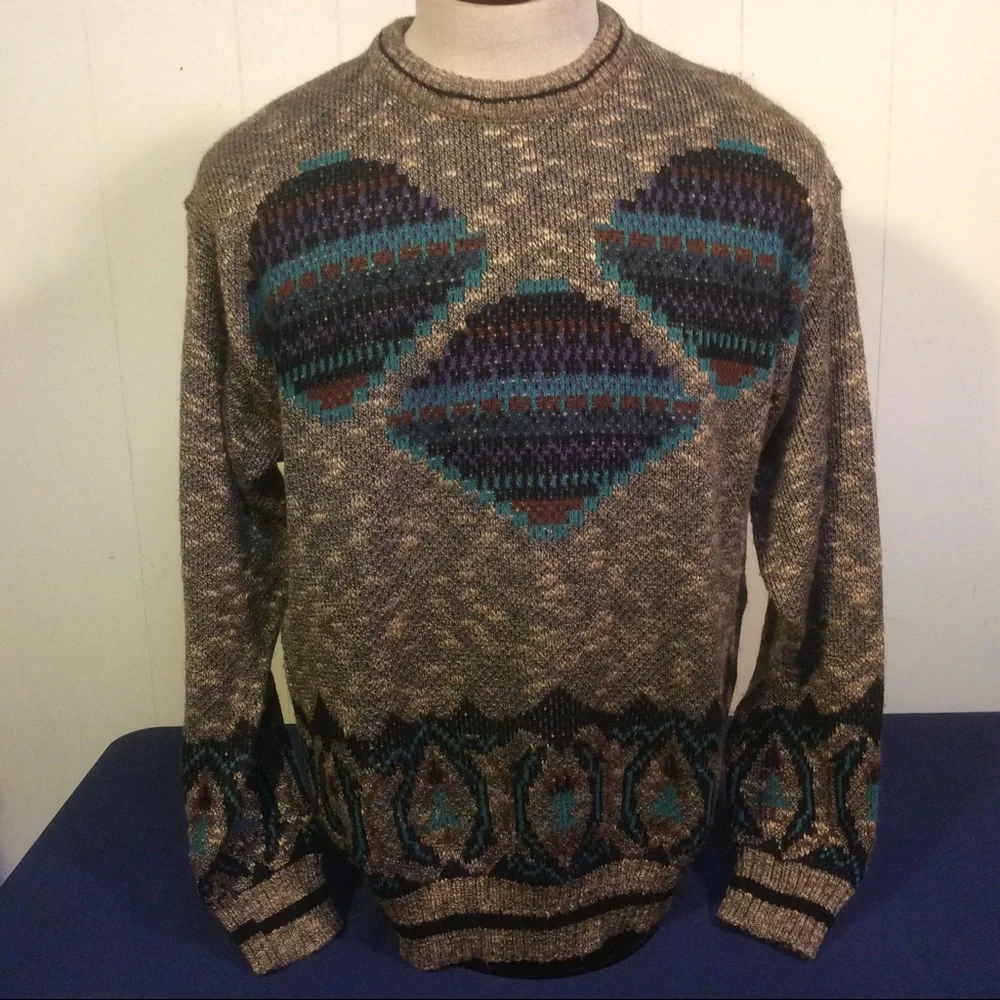 London Fog Vintage Aztec southwestern design Men’s sweater size large